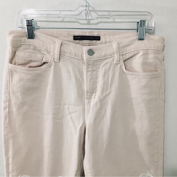 J Brand Christopher Kane Pink Lace Embellished Frayed Hem Jeans Straight Leg 30 - Picture 4 of 11